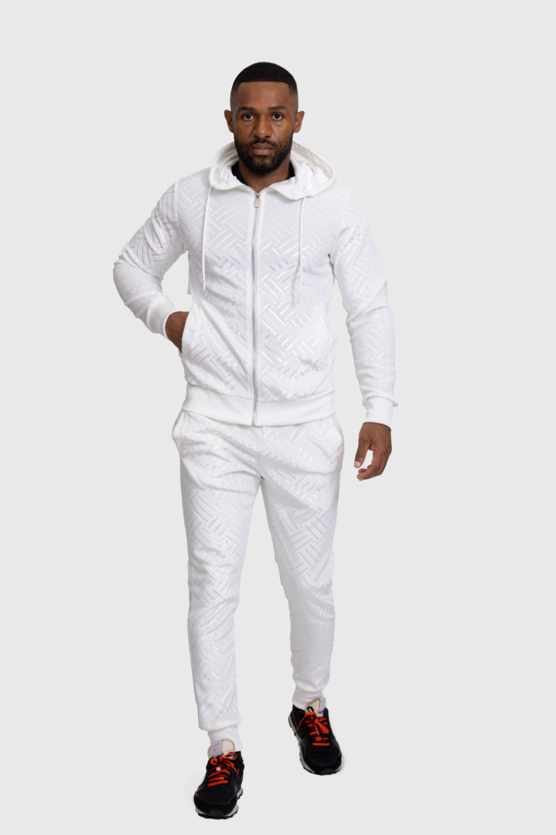 Grossiste Zayne Paris - Ensemble jogging avec motif relief à capuche