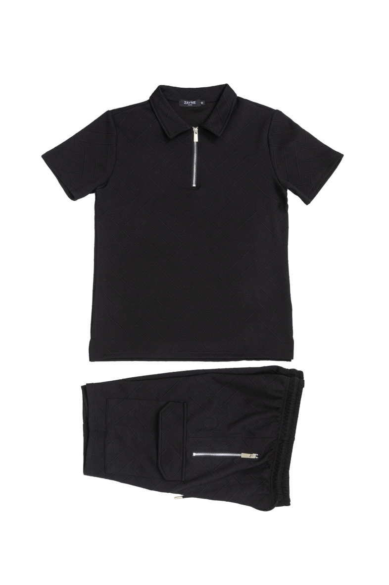 Grossiste Zayne Paris - Ensemble polo short avec motif sur tissu