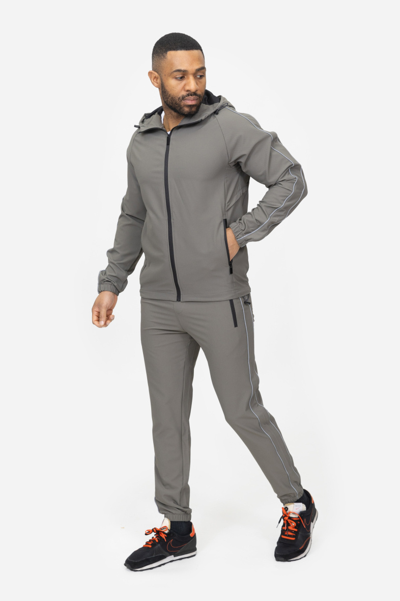 Grossiste Zayne Paris - Ensemble jogging avec zip et ligne réfléchissante