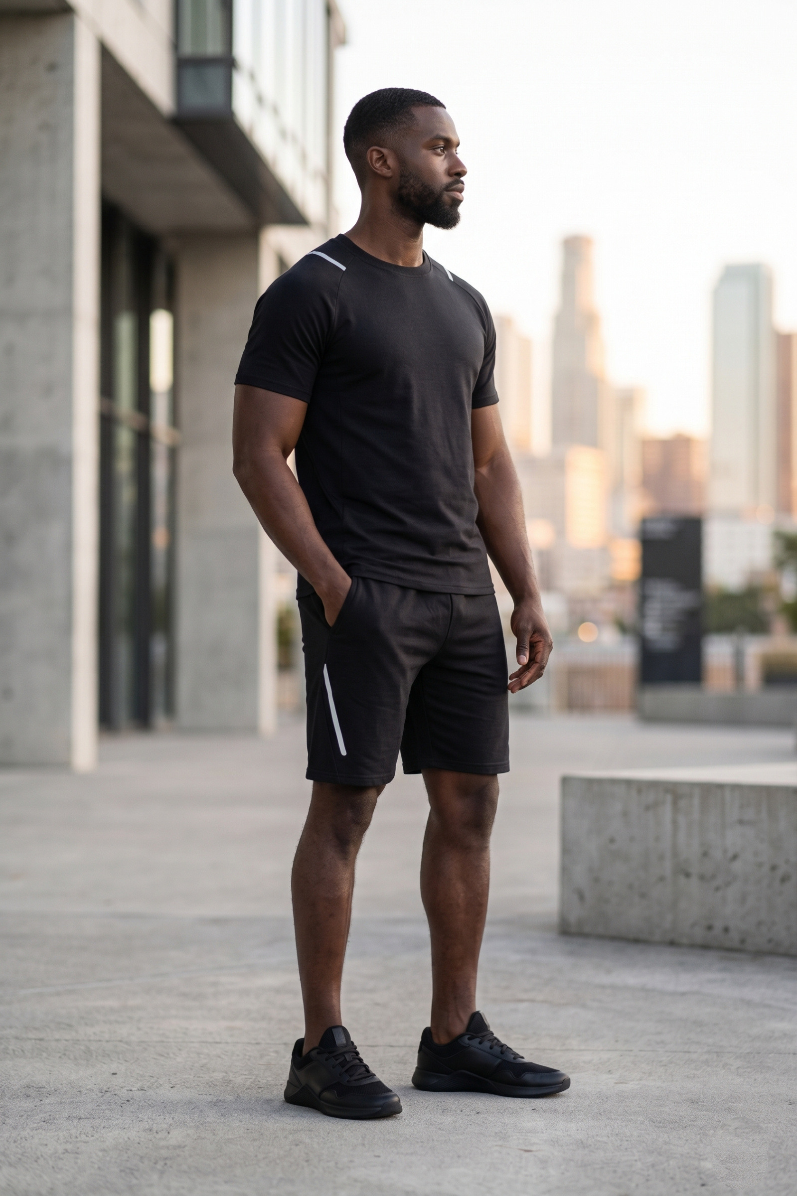 Wholesaler Zayne Paris - Cotton t-shirt and shorts set with reflective stripe