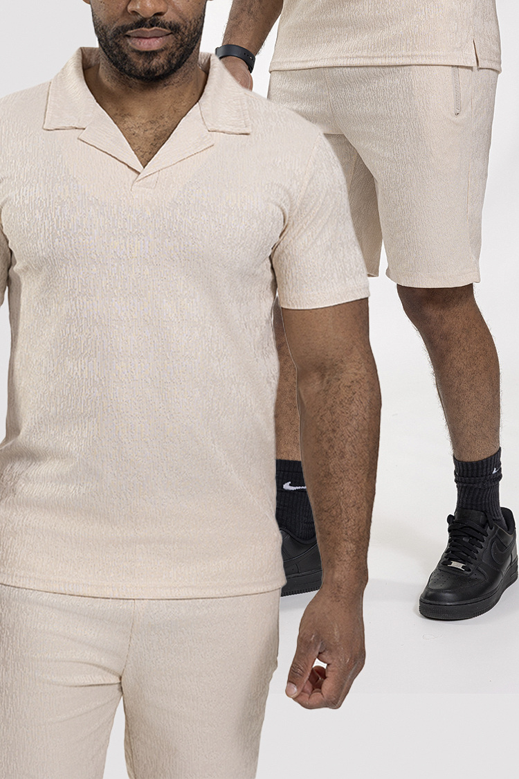 Grossista Zayne Paris - Completo uomo: polo e pantaloncini con tessuto a motivi