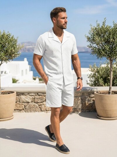 Großhändler Zayne Paris - Herren Hemd und Shorts Set Großhändler Zayne Paris - Herren Hemd und Shorts Set