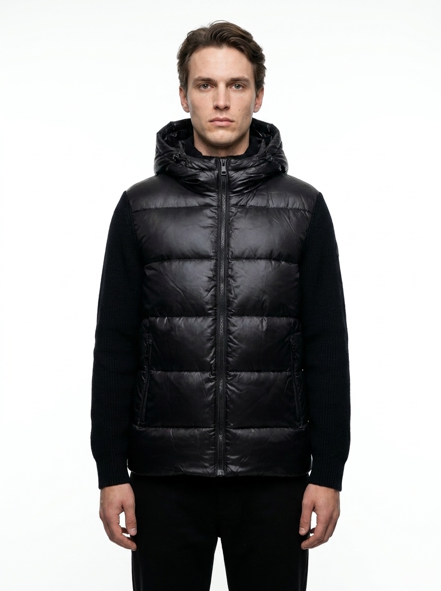 Grossiste Zayne Paris - Manteau bi-matière avec capuche