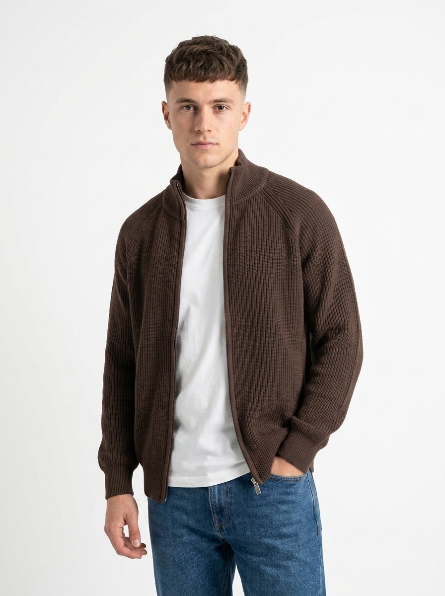 Großhändler Zayne Paris - Baumwoll-Strickjacke mit Reißverschluss