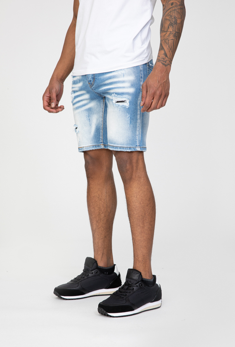 Grossiste Zayne Paris - Short en jean délavé bleu clair