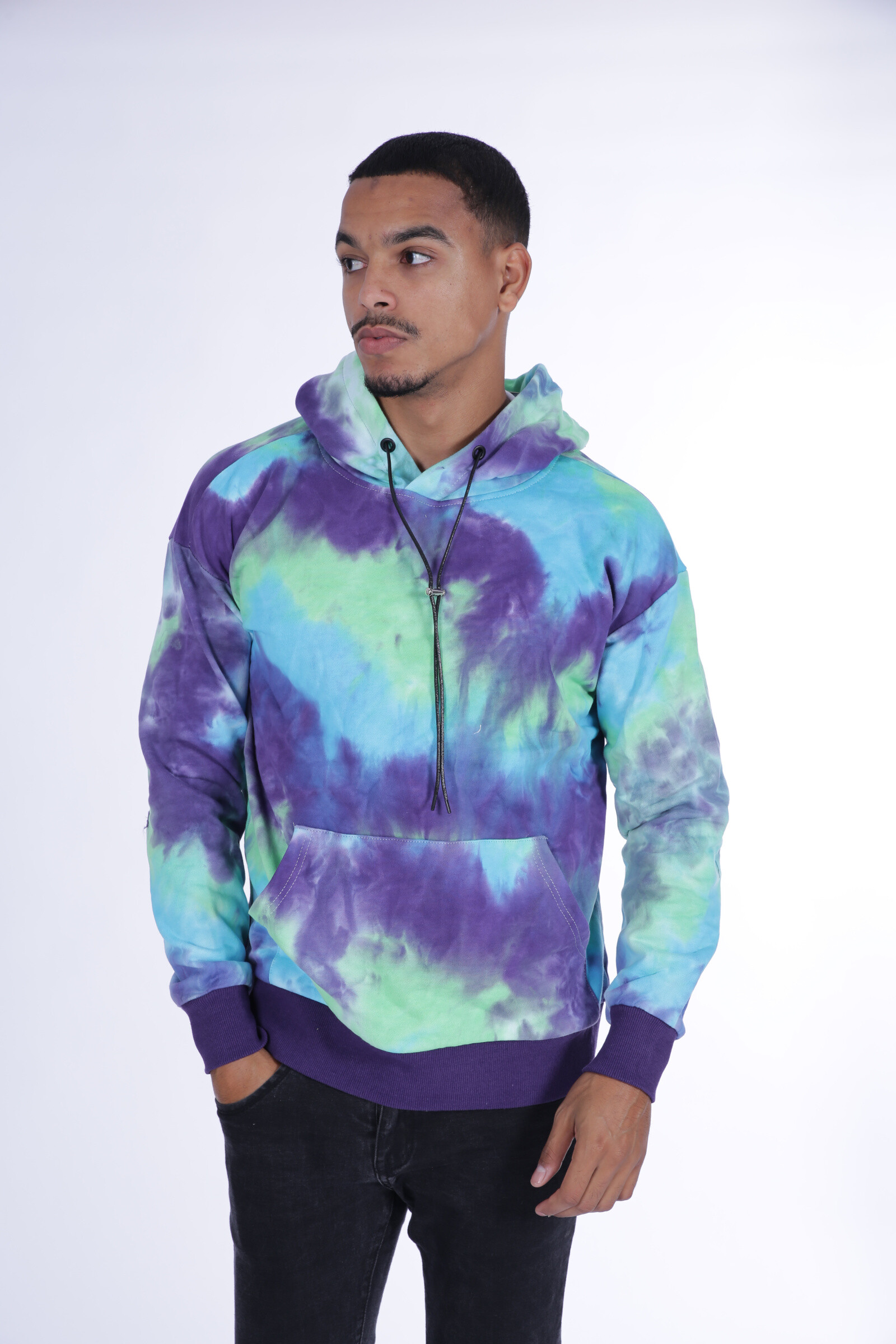 Wholesaler Zayne Paris - Tie and purple and blue sweatshirt with hood