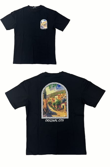 Grossista Zayne Paris - T-shirt di Oversize Cotton Man con motivo del paesaggio