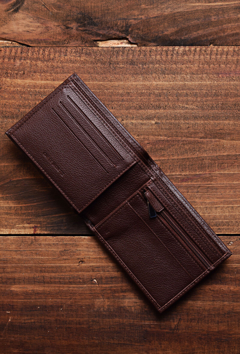 ZEVENTO cartera de cuero de vaca ZE-2118R - Chocolate - 3 - formato grande