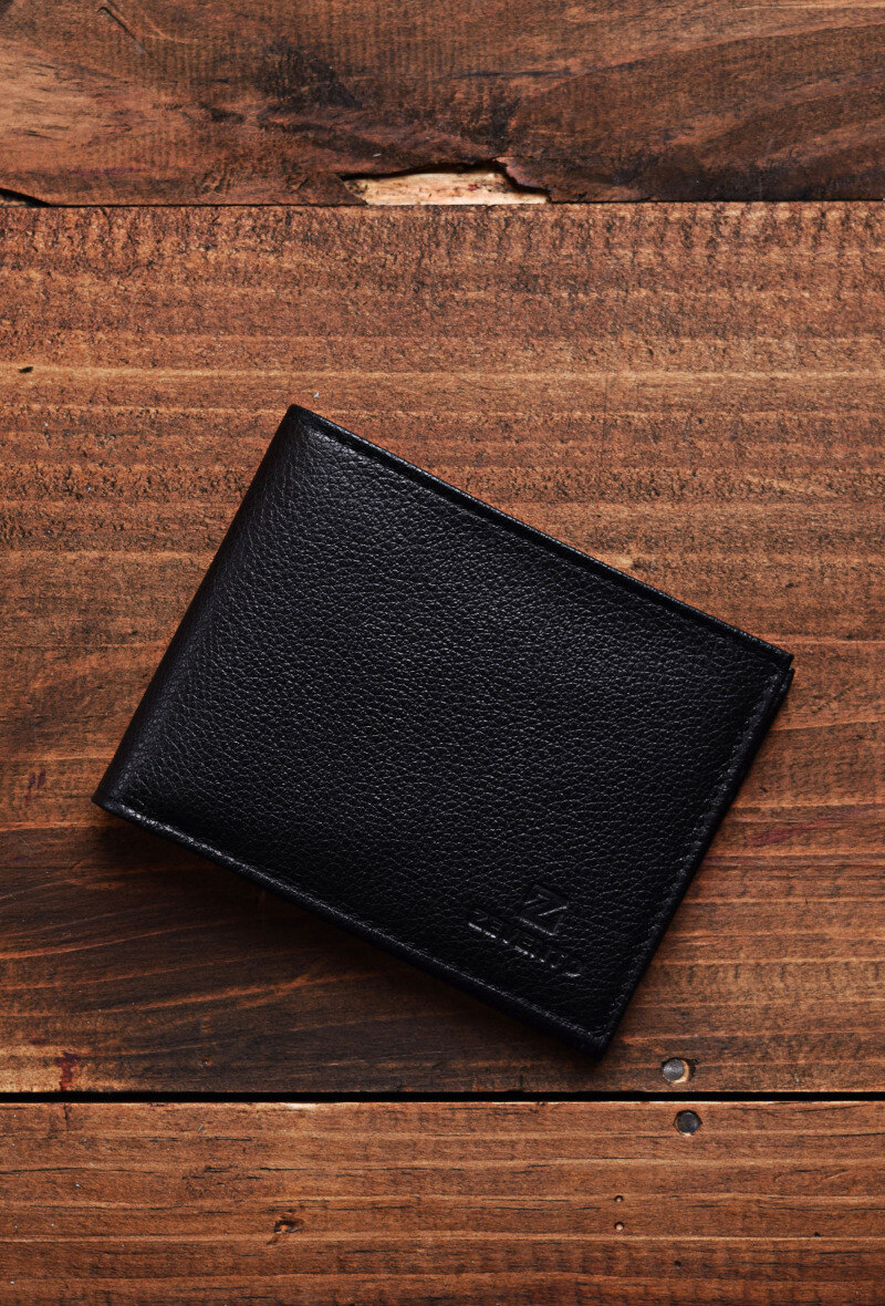 ZEVENTO cartera de cuero de vaca ZE-2118R - Negro - 1 - formato grande