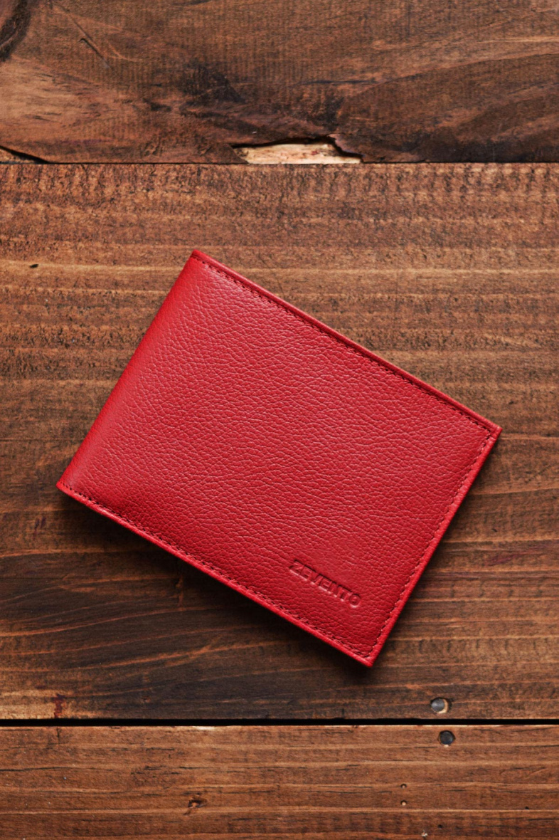 ZEVENTO cartera de cuero de vaca ZE-2118R - Rojo claro - 1 - formato grande